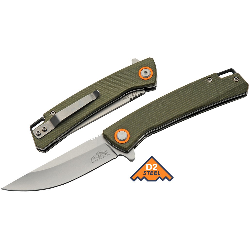 Szco Micarta D2 Folder Knife 4 In. Moss Green - Image 2