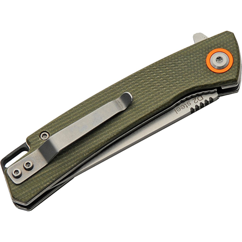 Szco Micarta D2 Folder Knife 4 In. Moss Green - Image 3