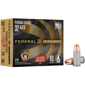 Federal Handgun Ammo 32 Auto 68 Gr. Hydra Shok Deep Jhp 20 Rd.