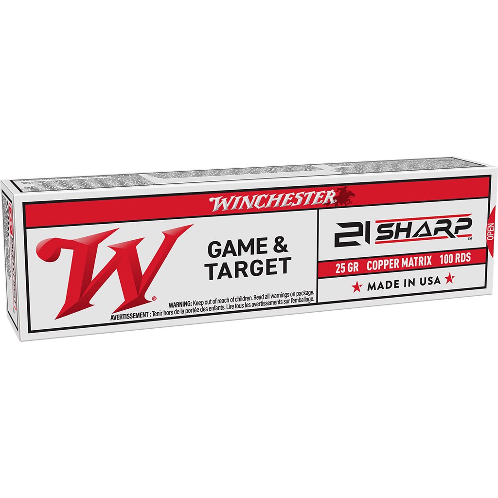 Winchester Rimfire Ammo 21 Sharp 25 Gr. Lead Free 100 Rd.