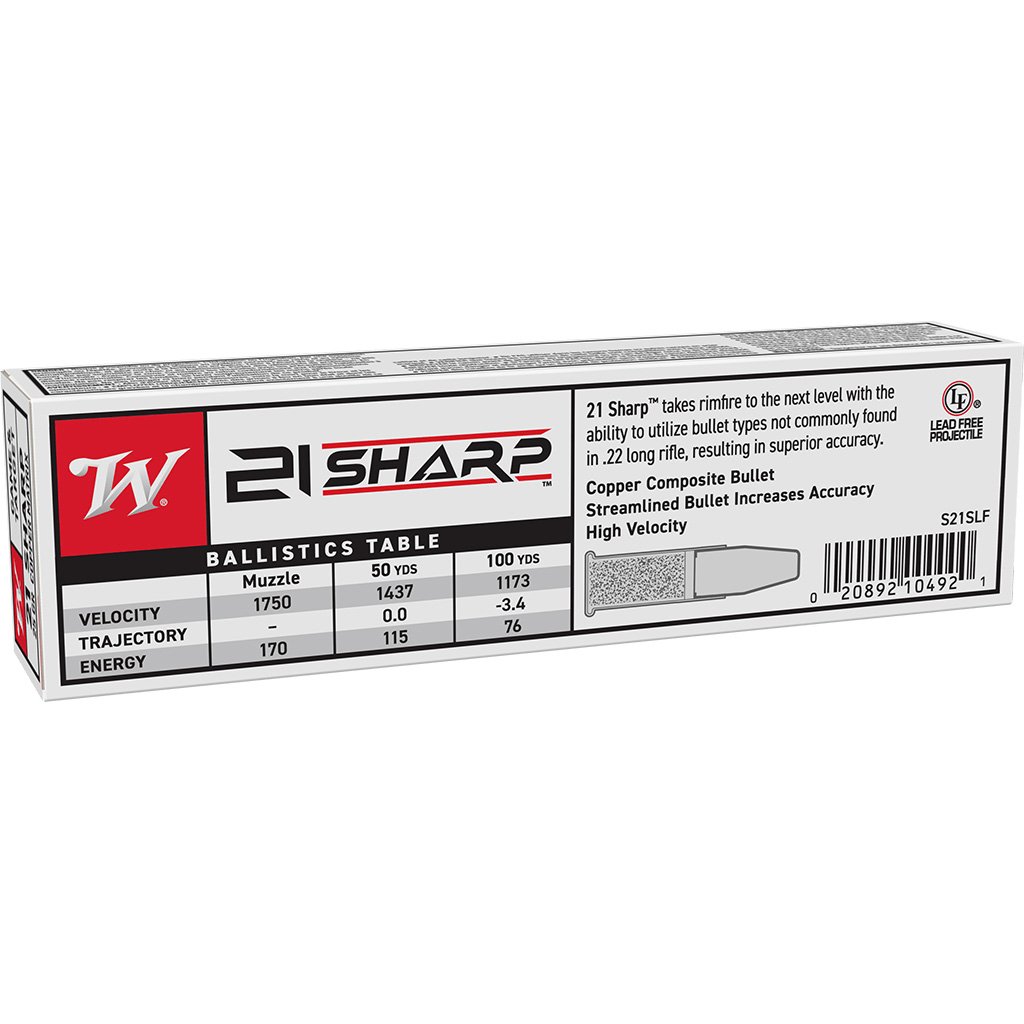 Winchester Rimfire Ammo 21 Sharp 25 Gr. Lead Free 100 Rd. - Image 3