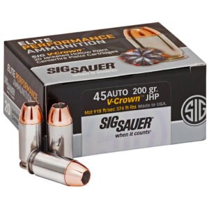 Sig Sauer Elite V-crown Performance Pistol Ammo 45 Acp 200 Gr. Jhp 20 Rd.