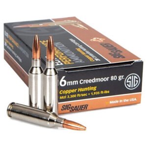 Sig Sauer Elite Copper Hunting Rifle Ammo 6mm Creedmoor 80 Gr. Solid Copper 20 Rd.