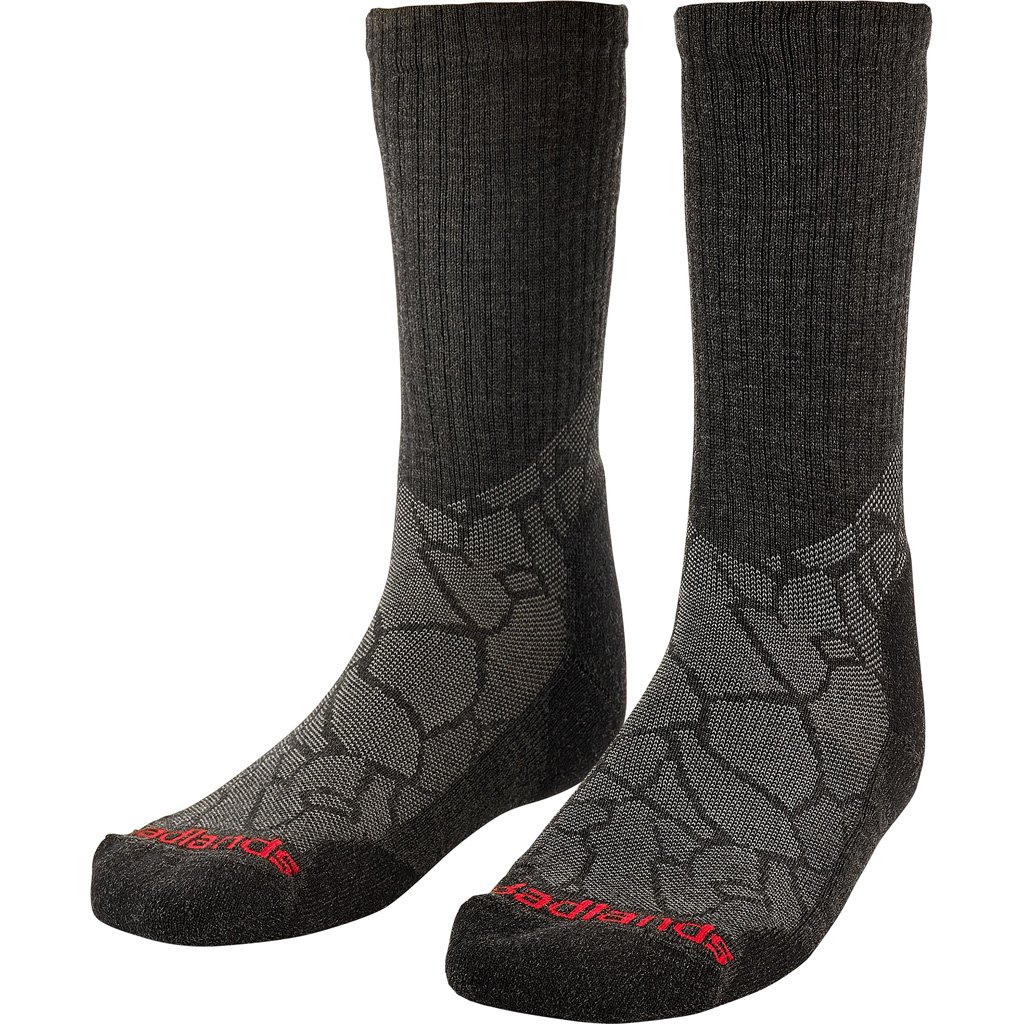 Badlands Lw Merino Crew Sock Blk-gry Large
