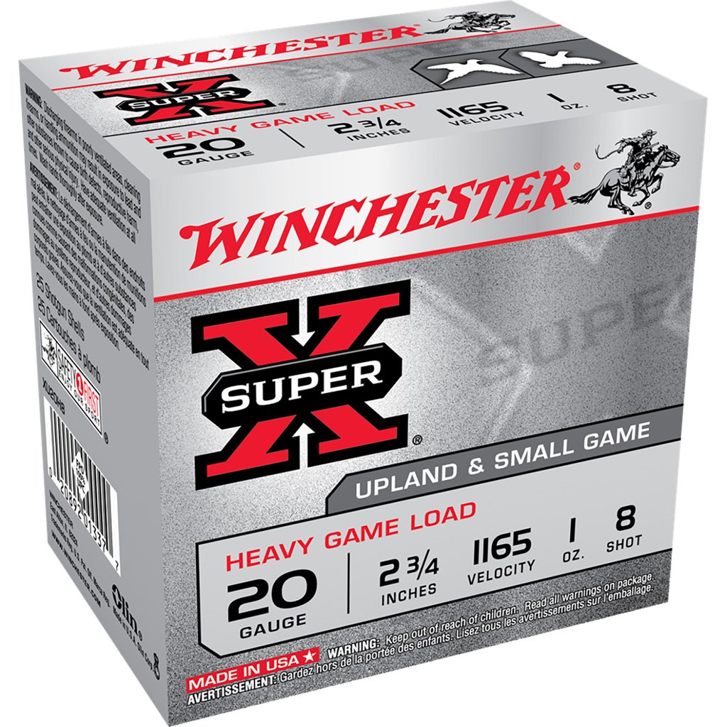 Winchester Super-x Heavy Game Load 20 Ga. 2.75 In. 1 Oz. 8 Shot 25 Rd.