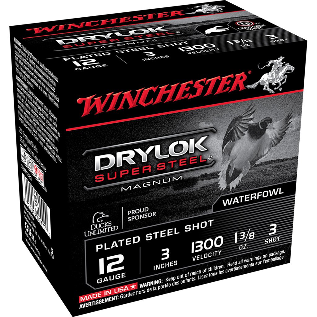 Winchester Drylok Magnum Plated Load 12 Ga. 3 In. 1 3-8 Oz. 3 Shot 25 Rd.