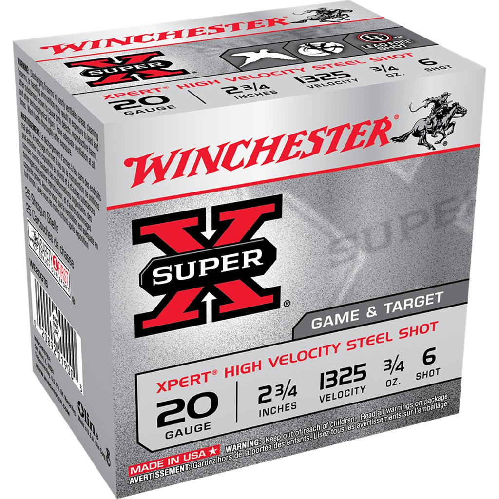 Winchester Super-x Xpert Hi-velocity Steel 20 Ga. 2.75 In. 3-4 Oz. 6 Shot 25 Rd.