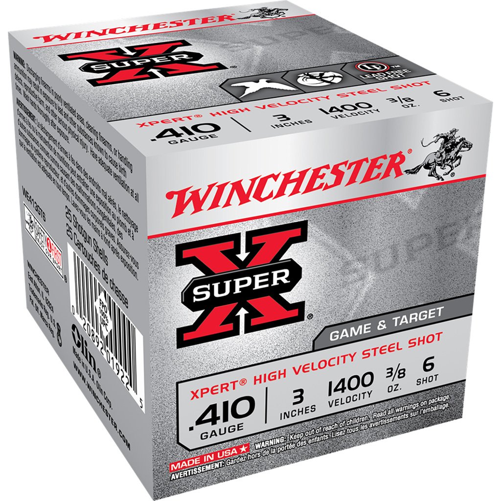 Winchester Super-x Xpert Hi-velocity Steel 410 Ga. 3 In. 3-8 Oz. 6 Shot 25 Rd.