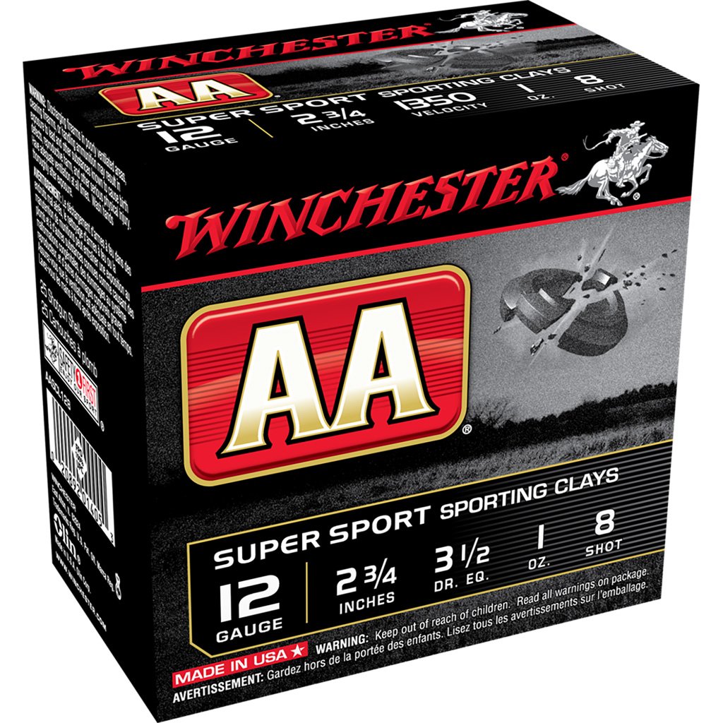 Winchester Aa Sporting Clays Load 12 Ga. 2.75 In. 1 Oz. 8 Shot 25 Rd.