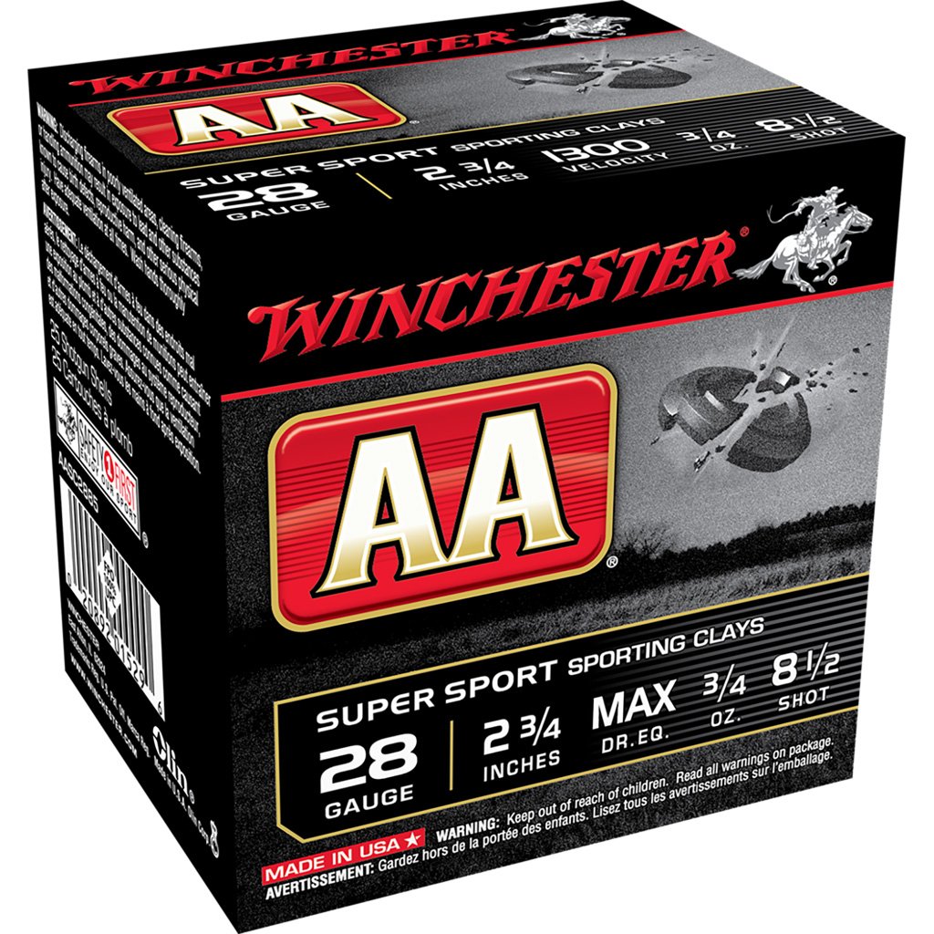 Winchester Aa Sporting Clays Load 28 Ga. 2.75 In. 3-4 Oz. 8.5 Shot 25 Rd.