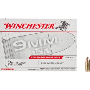 Winchester Usa Pistol Ammo 9mm 115 Gr. Fmj 200 Rd.