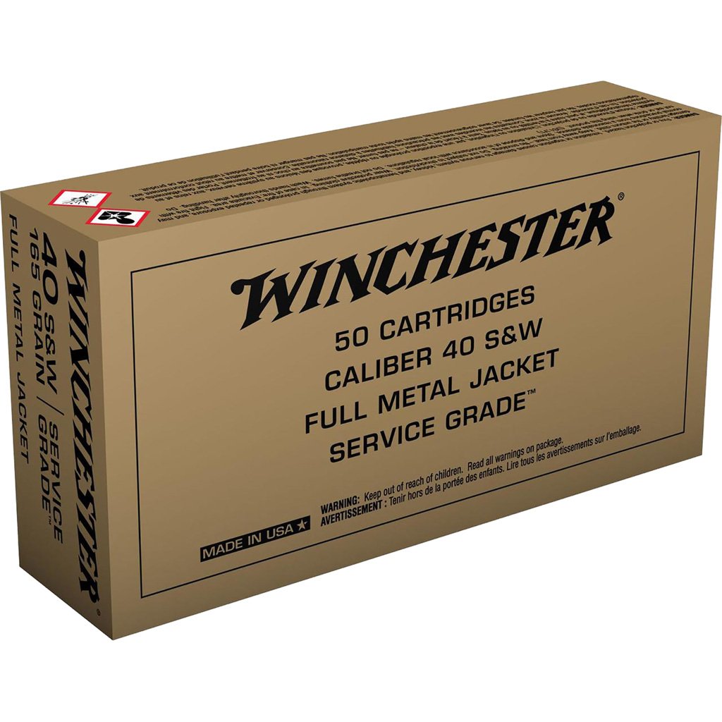 Winchester Service Grade Pistol Ammo 40 S&w 165 Gr. Fmj 50 Rd.