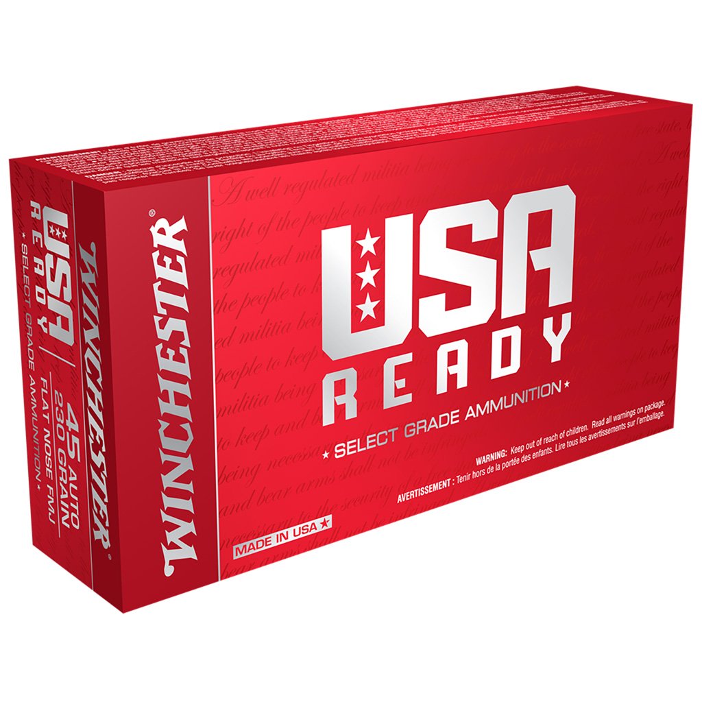 Winchester Usa Ready Pistol Ammo 45 Acp 230 Gr. Fmj Flat Nose 50 Rd.