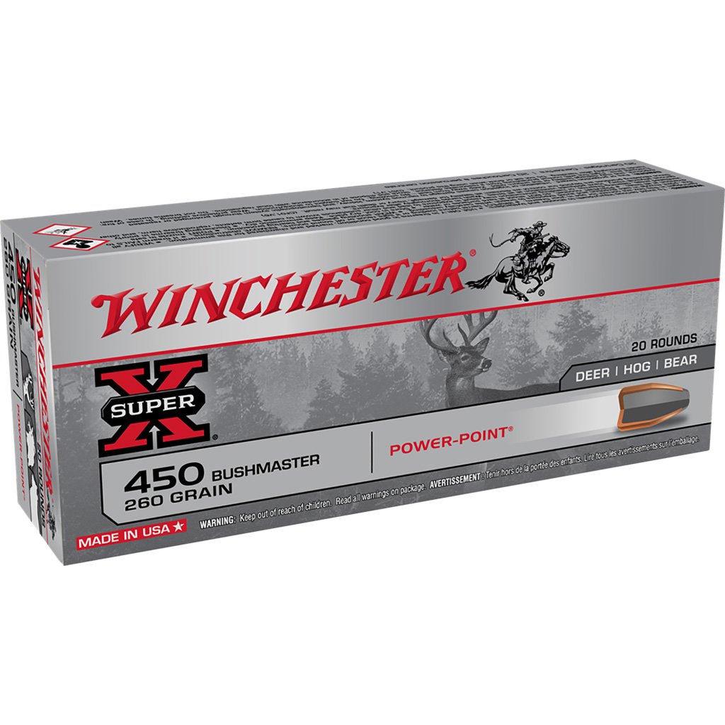 Winchester Super-x Rifle Ammo 450 Bushmaster 260 Gr. Power Point 20 Rd.
