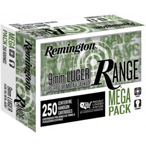 Remington Range Pistol Ammo 9mm 115 Gr. Fmj 250 Rd.