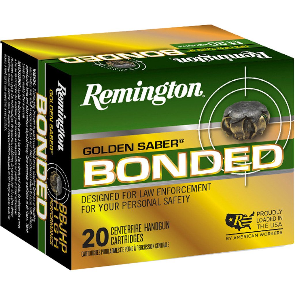 Remington Golden Saber Bonded Handgun Ammo 45 Acp 185 Gr. Bjhp Bonded 20 Rd.