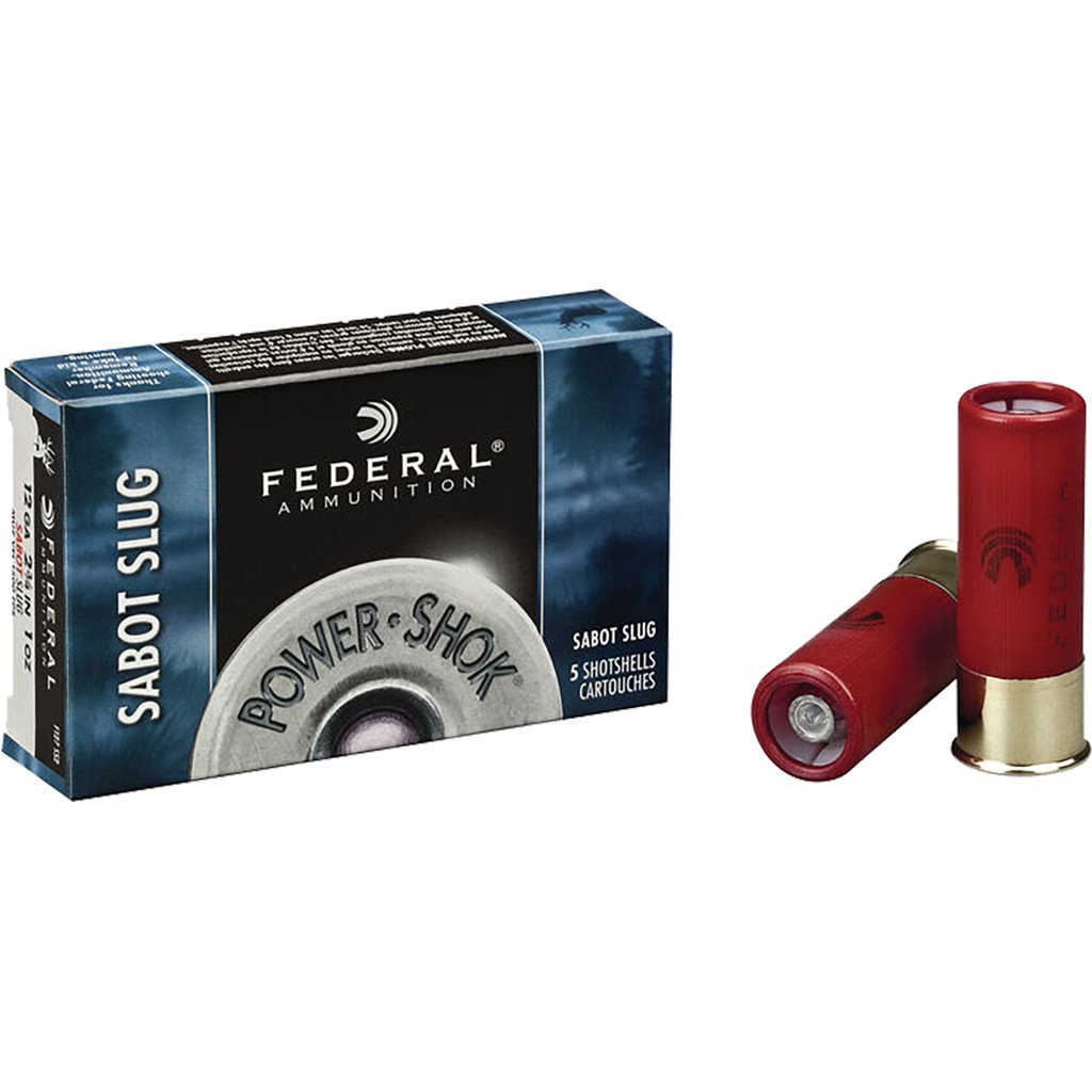 Federal Power-shok Shotgun Ammo 12 Ga. 2.75 In. 1 Oz. Sabot Slug 5 Rd.