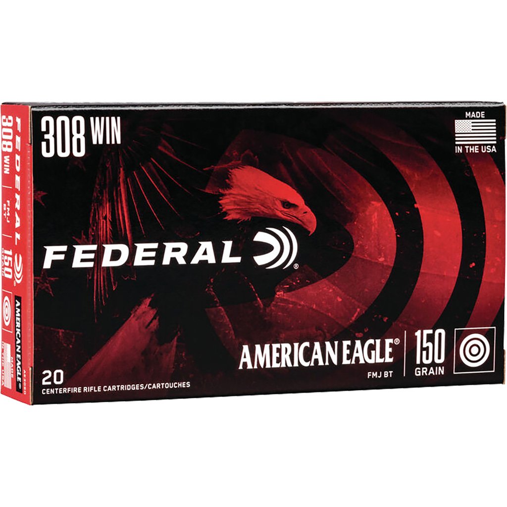 Federal American Eagle Rifle Ammo 308 Win. 150 Gr. Fmj Boat-tail 20 Rd.