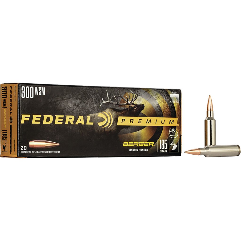 Federal Premium Rifle Ammo 300 Wsm. 185 Gr. Berger Hybrid Hunter 20 Rd.