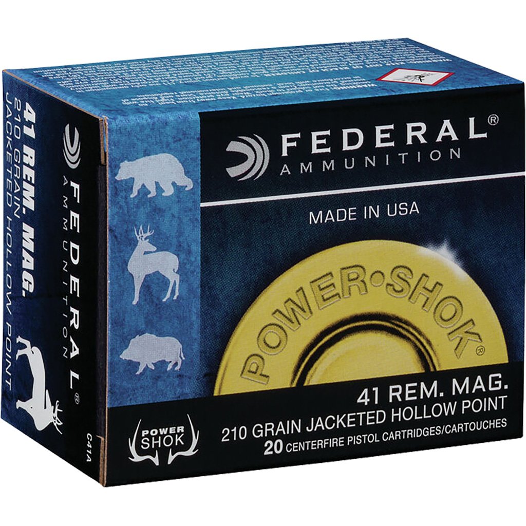 Federal Power-shok Handgun Ammo 41 Rem. Mag. 210 Gr. Jhp 20 Rd.
