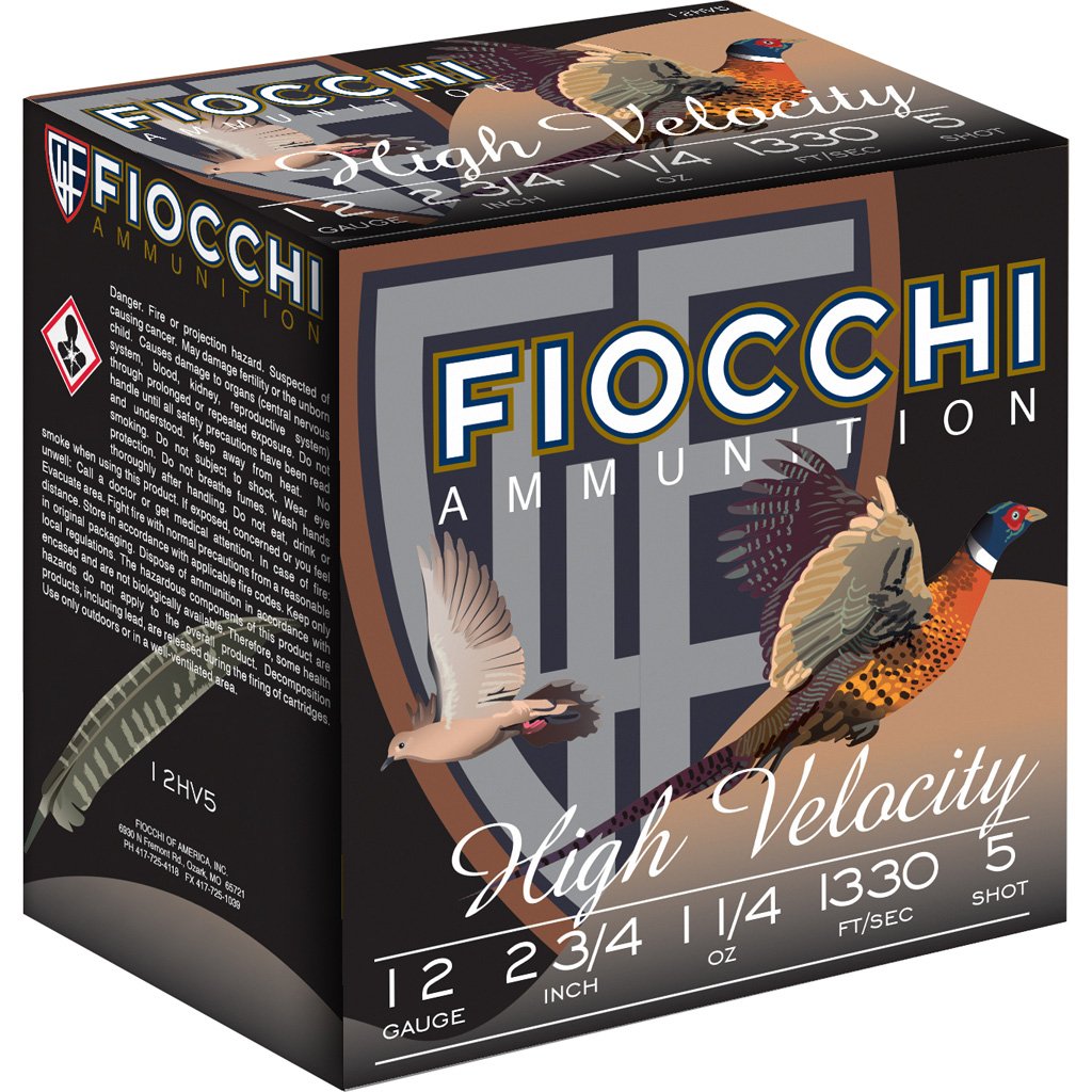 Fiocchi High Velocity Hunting Loads 12 Ga. 2.75 In. 1 1-4 Oz. 5 Shot 25 Rd.