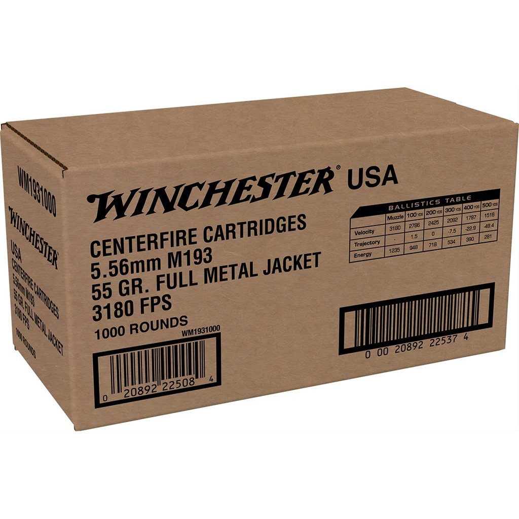 Winchester Usa Rifle Ammo 5.56mm 55 Gr. Fmj 1000 Rd.