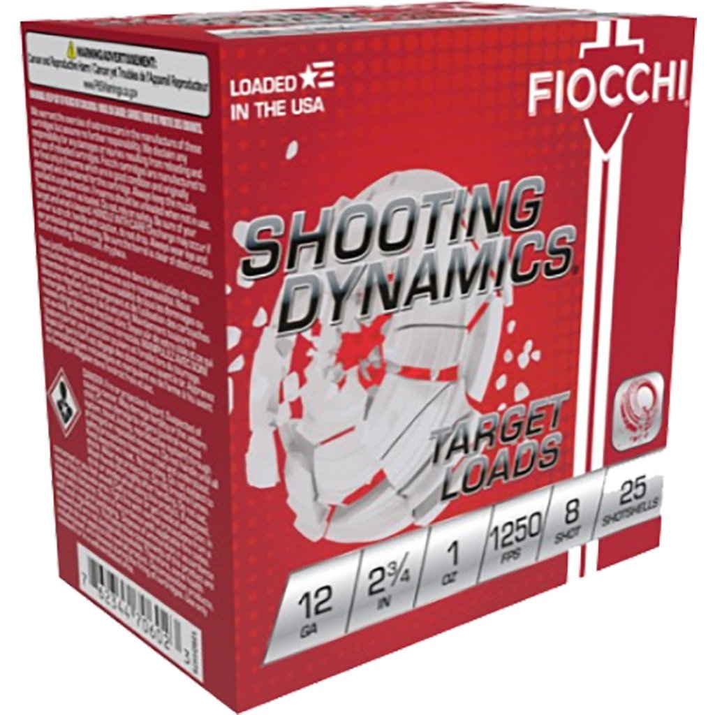 Fiocchi Shooting Dynamics Shotgun Loads 12 Ga. 2.75 In. 1 Oz. 1250 Fps 8 Shot 25 Rd.