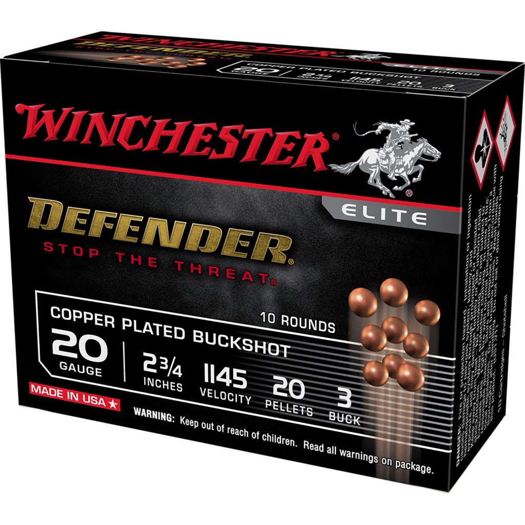 Winchester Defender Load 20 Ga. 2.75 In. 20 Pellet 3 Buck 10 Rd.
