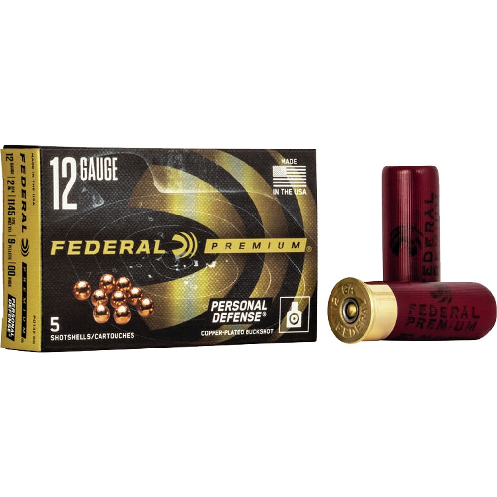 Federal Premium Personal Defense Shotgun Ammo 12 Ga 2.75in 9 Pellets 00 Buck 10rd Reduced Recoil