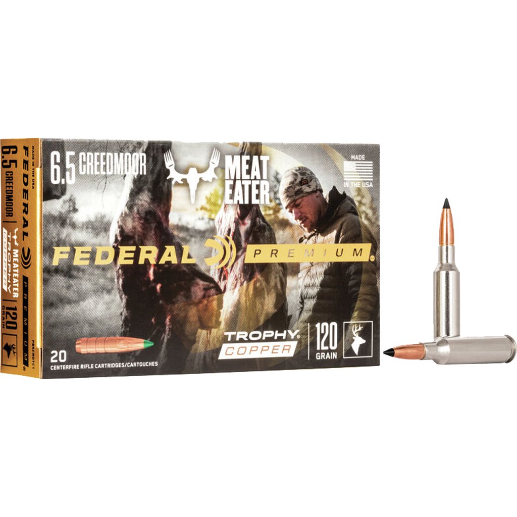 Federal Premium Rifle Ammo 6.5 Creedmoor 120 Gr. Trophy Copper 20 Rd.