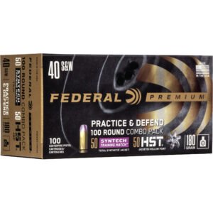 Federal Practice & Defend Pistol Ammo 40 S&w 180 Gr. Hst-syntech 100 Rd.