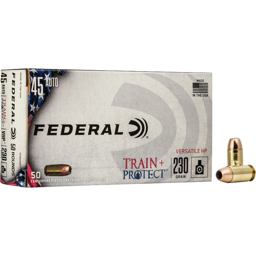 Federal Train + Protect Pistol Ammo 45 Acp 230 Gr. Vhp 50 Rd.