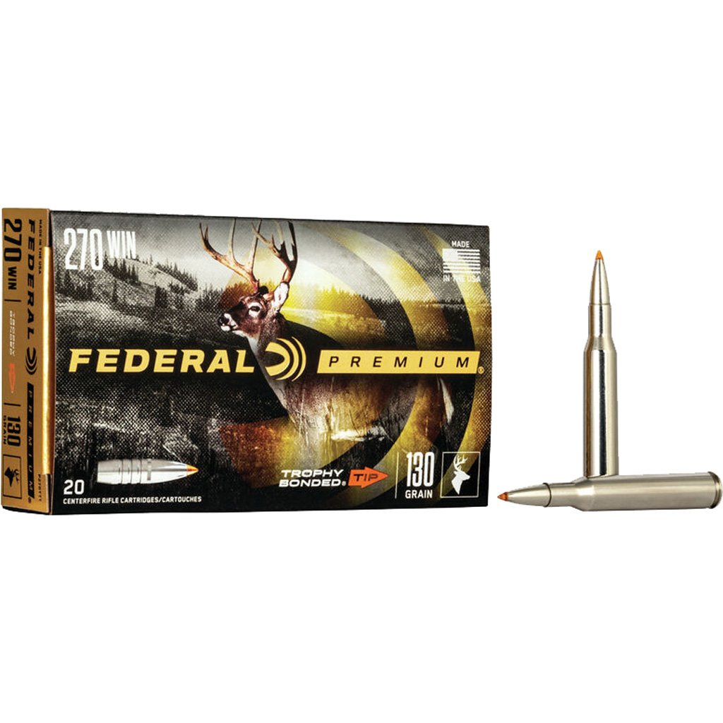Federal Premium Rifle Ammo 270 Win. 130 Gr. Trophy Bonded Tip 20 Rd.