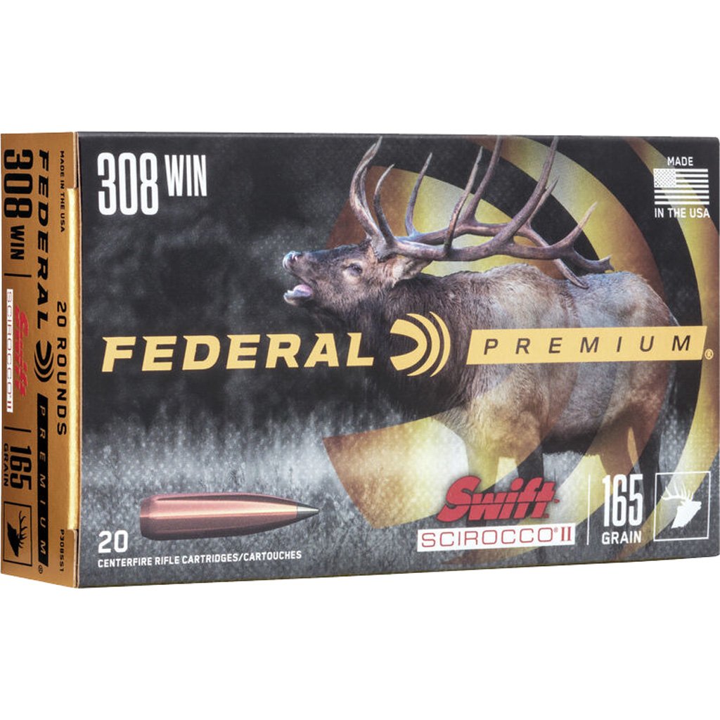Federal Premium Rifle Ammo 308 Win. 165 Gr. Swift Scirocco 20 Rd.