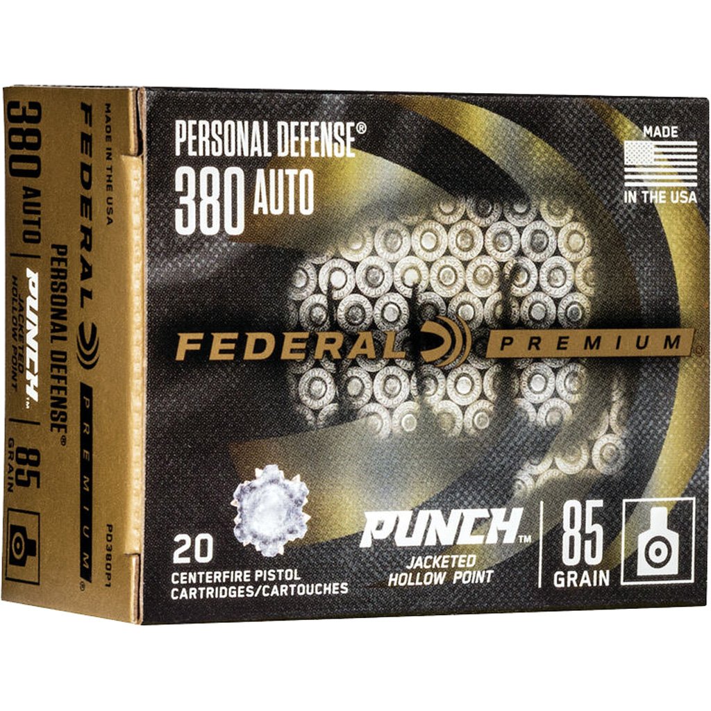Federal Premium Punch Pistol Ammo 380 Acp 85 Gr. Jhp 20 Rd.