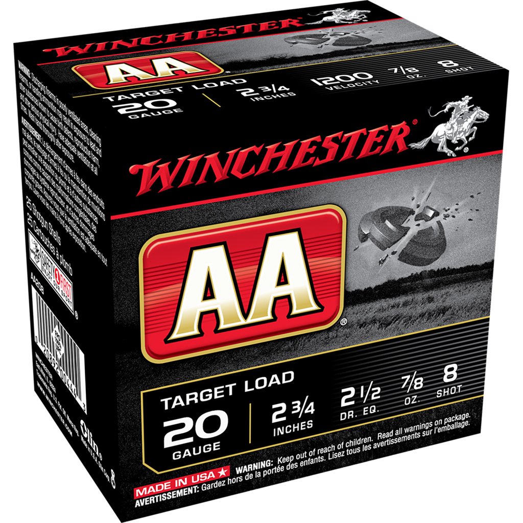Winchester Aa Target Load 20 Gauge 2.75 In. 7-8 Oz. 8 Shot 25 Rd.