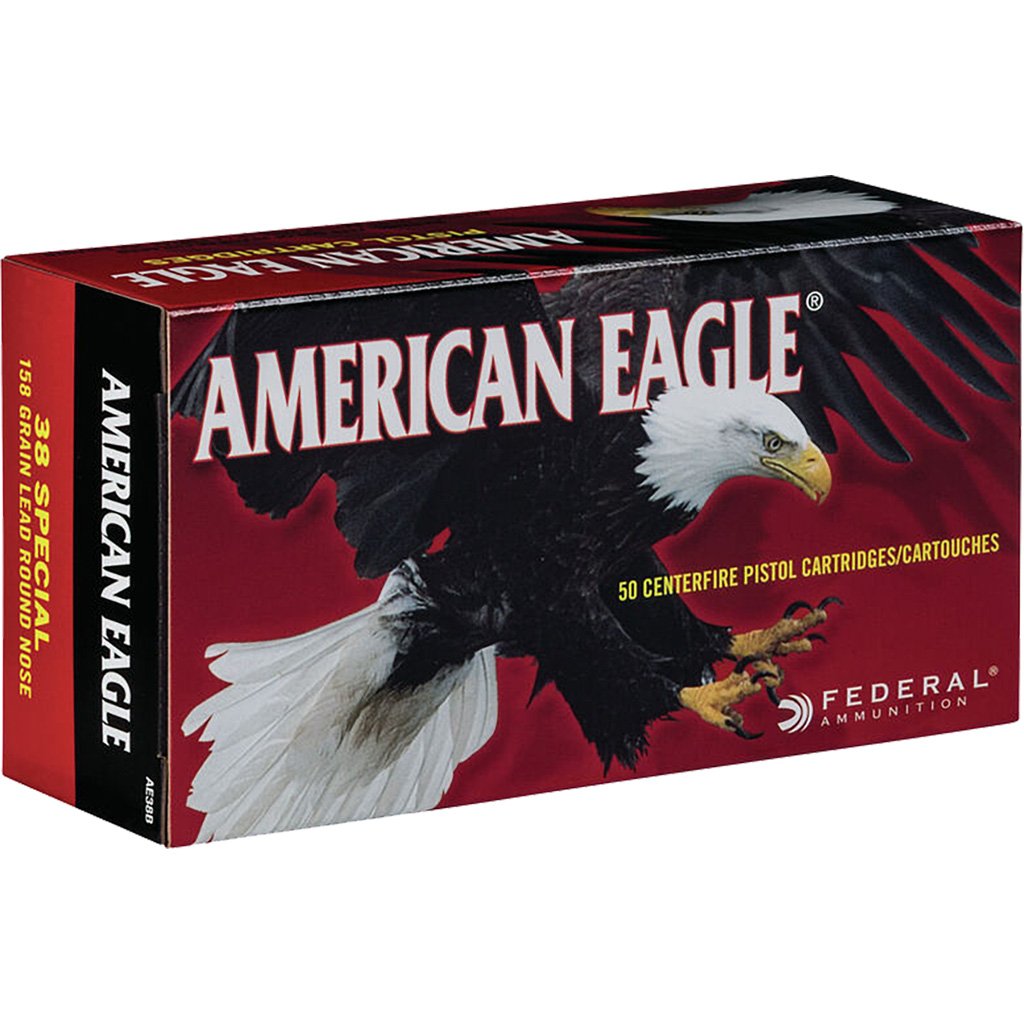 Federal American Eagle Pistol Ammo 38 Spl 158 Gr. Lead Round Nose 50 Rd.