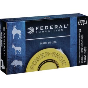 Federal Power-shok Rifle Ammo 308 Win 180 Gr. Jacketed Soft Point 20 Rd.