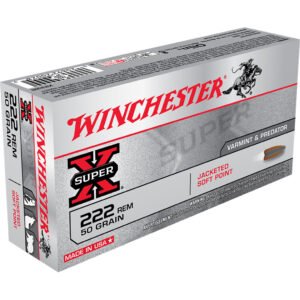 Winchester Super-x Rifle Ammo 222 Rem 50 Gr. Pointed Soft Point 20 Rd.