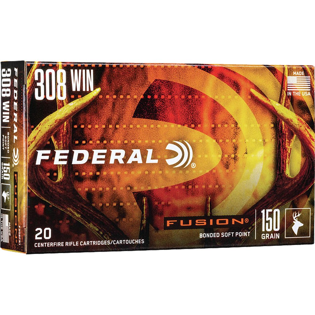 Federal Fusion Rifle Ammo 308 Win 150 Gr. Fusion Soft Point 20 Rd.