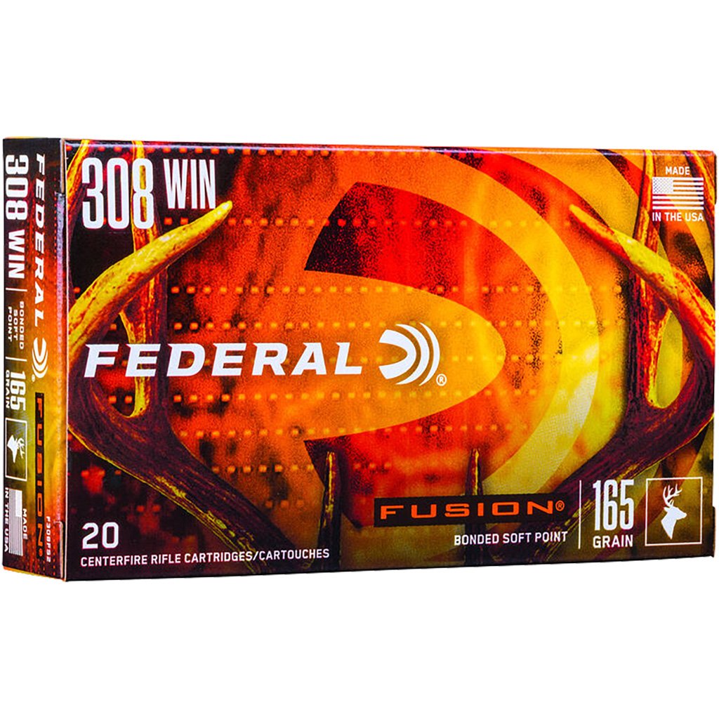 Federal Fusion Rifle Ammo 308 Win 165 Gr. Fusion Soft Point 20 Rd.