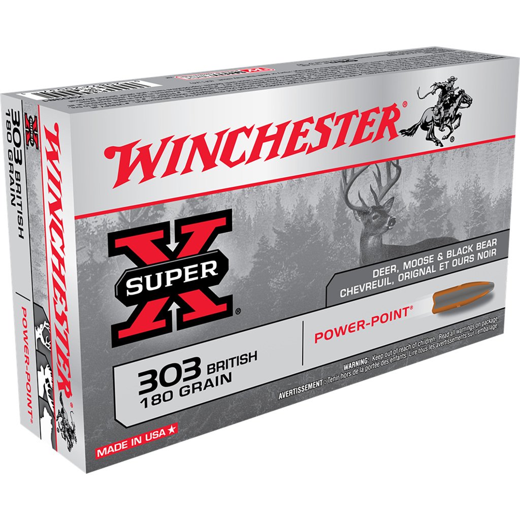Winchester Super-x Rifle Ammo 303 British 180 Gr. Power-point 20 Rd.