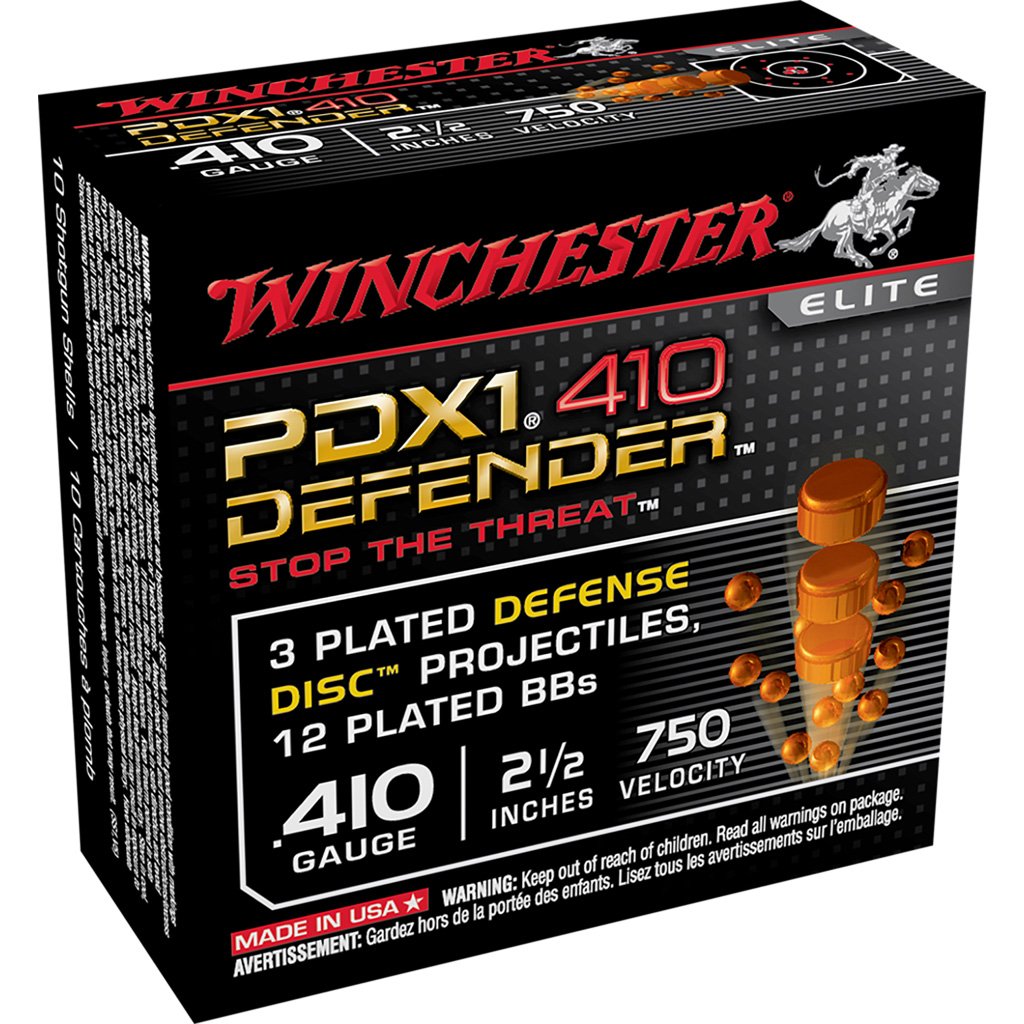 Winchester Pdx1 Defender Load 410 Ga. 2.5 In. 3dd-12bb Shot 10 Rd.