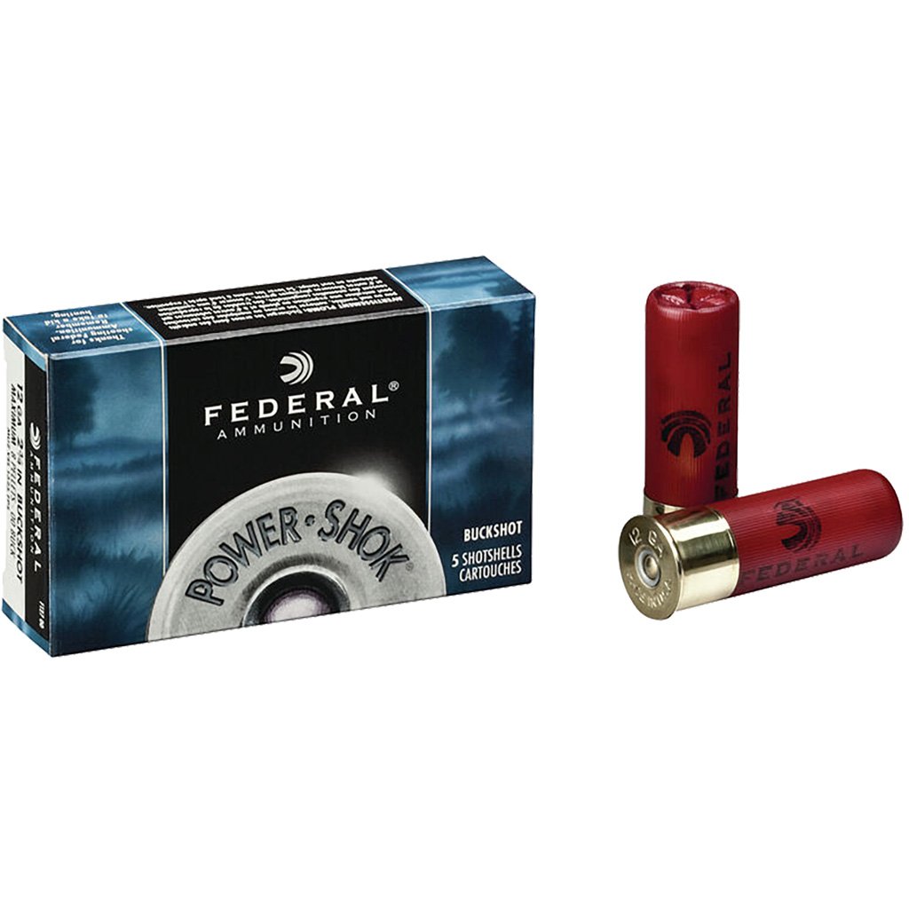 Federal Power-shok Load 12 Gauge 2.75 In. 8 Pellets 000 Buck 5 Rd.