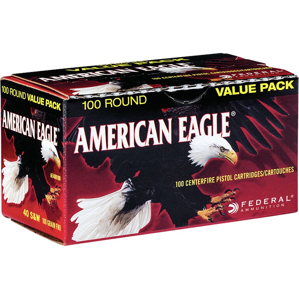 Federal American Eagle Pistol Ammo 40 S&w 180 Gr. Fmj 100 Rd.