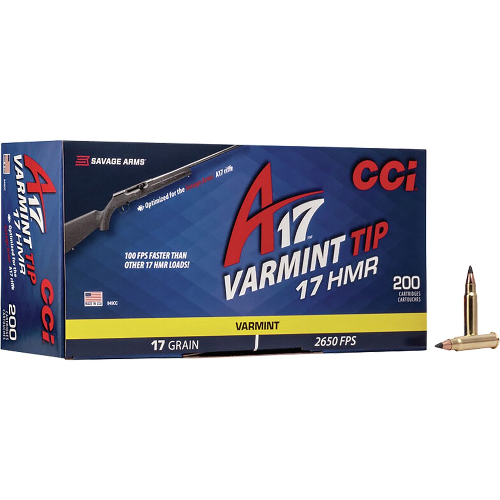 Cci Varmint Rimfire Ammo 17 Hmr 17 Gr. Varmint Tipped 200 Rd.