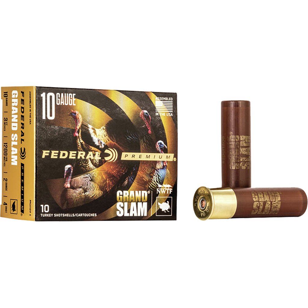 Federal Premium Grandslam Shotgun Ammo 10 Gauge 3.5 In. 2 Oz. 4 Shot 10 Rd.
