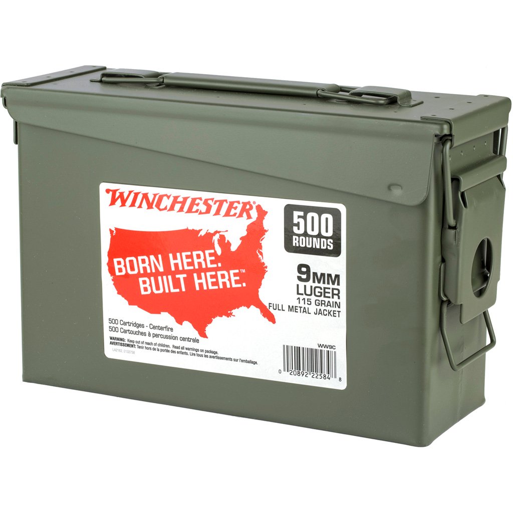 Winchester Usa Pistol Ammo 9mm Luger 115 Gr. Fmj 500 Rd.