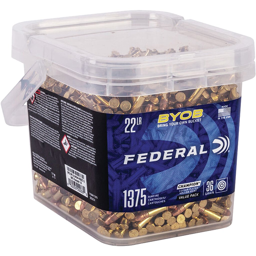 Federal Small Game Target Byob Rimfire Ammo 22 Lr 36 Gr. Copper-plated Hollow Point 1375 Rd.
