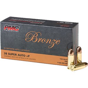 Pmc Bronze Pistol Ammo 38 Super +p Fmj 130 Gr. 50 Rd.